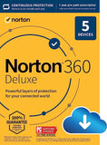 Norton 360 Deluxe 1 year 5 Devices PC MAC ios VPN DARK WEB MONITOR CLOUD storage