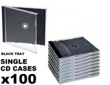 100 x 10.4 Standard Jewel CD Cases Black Tray Single Disc Size - Postage extra