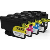 4 x LC3333 LC 3333 B/C/M/Y Ink Cartridge NON genuine with Brother DCP J1100DW
