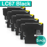 1-5-10 BLACK LC-67 LC67 ink cartridges for Brother DCP185 385 MFC990 J615 Nonoem