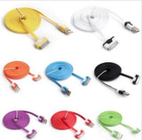 USB FLAT Cable charging Charger Cord for iPhone 4 4S 3GS iPod Touch iPad - PINK