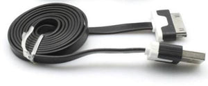 USB FLAT Cable charging Charger Cord for iPhone 4 4S 3GS iPod Touch iPad - BLACK
