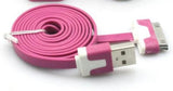 USB FLAT Cable charging Charger Cord for iPhone 4 4S 3GS iPod Touch iPad - GREEN