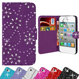 for Apple iPhone 8 7 6 DIAMOND bling crystal sparkle Wallet Flip Cover Case