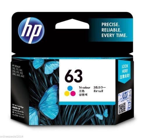 1 Genuine HP 63 Colour Ink Cartridge for HP2130,3630,4650, Envy 4520 no box