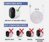20ft/6m Outdoor Charging Cable for Arlo Pro 3/Arlo Pro4, Arlo Ultra/Arlo Ultra2