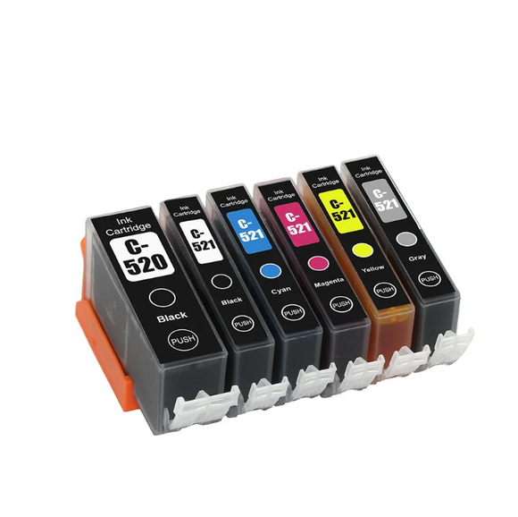 6X non-oem Ink PGI-520 CLI-521 For Canon PIXMA MP980 MP990 MP550 MP620 MX860