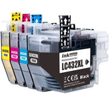 LC432XL Generic Ink Cartridges for Brother Printer Replacement (4-Pack,B/C/M/Y)