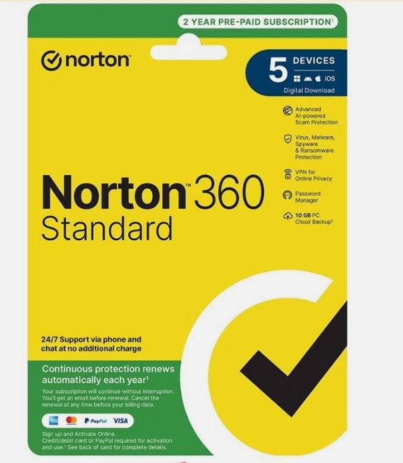 Norton 360 STANDARD 2025 5 devices 1 Year digital E- License Key LATEST 2025