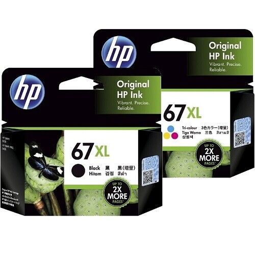 Genuine HP 67XL Black / HP 67XL Colour High Yield Inkjet Cartridge expired 2025