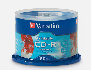 Verbatim | 100x | Printable CD-R | SILVER Surface | 700mb | 52 X Speed | 80 Min