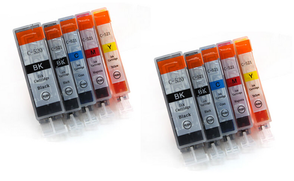 10x Ink Cartridge PGI520 CLI 521 for Canon MP620 MP630 MP640 MP980 MX870 nonoem