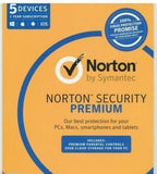 Norton Security Premium for Win, Mac & Android 5 Devices 1 Year eLicense DELUXE