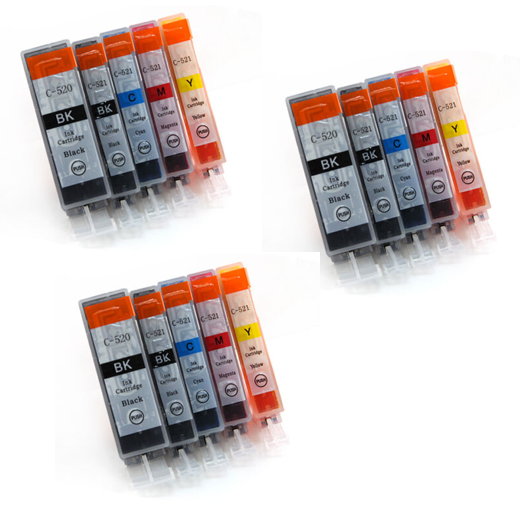 15x Generic Ink Cartridge PGI-520 PGI-520BK CLI-521 for Canon Pixma MP640 cli521