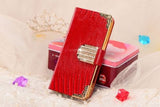 LIZARD bling diamond Wallet Flip Leather Case Cover for iPhone 4 5 6 6s nonoem