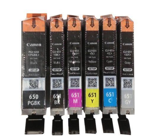 6pcs Genuine Canon PGI-650 CLI-651 Black Cyan Yellow Magenta Gray MG6360 MG7560#