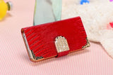 LIZARD bling diamond Wallet Flip Leather Case Cover for iPhone 4 5 6 6s nonoem