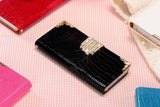 LIZARD bling diamond Wallet Flip Leather Case Cover for iPhone 4 5 6 6s nonoem