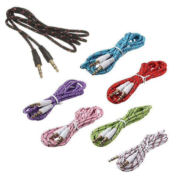3.5mm AUX colour braided ROPE Male to Male Auxiliary Cable Stereo Audio AU selle