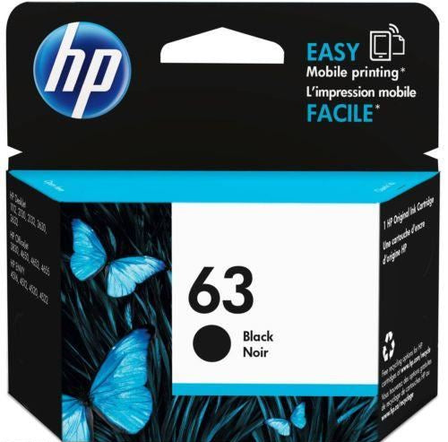 2 HP Genuine 63 BLACK Ink Cartridge For Deskjet 2130 2131 3630 3632 F6U62AA TWIN