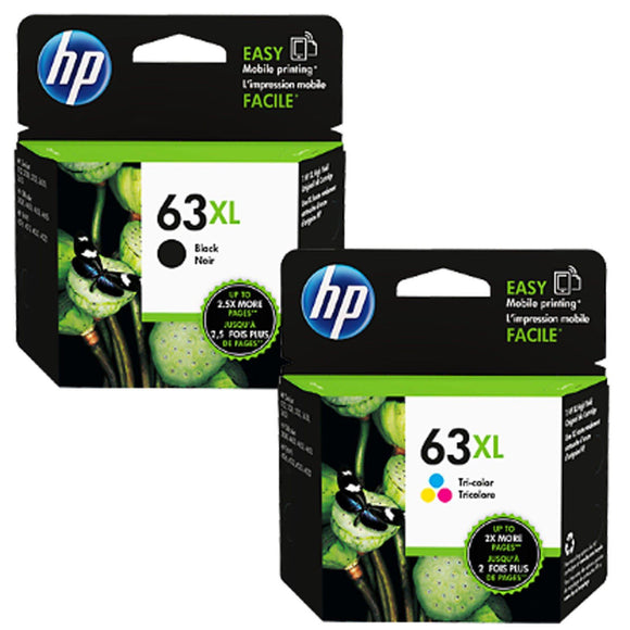 2 Genuine Original HP 63XL Black & Tri-Colour Ink Cartridges EXPIRED 2024