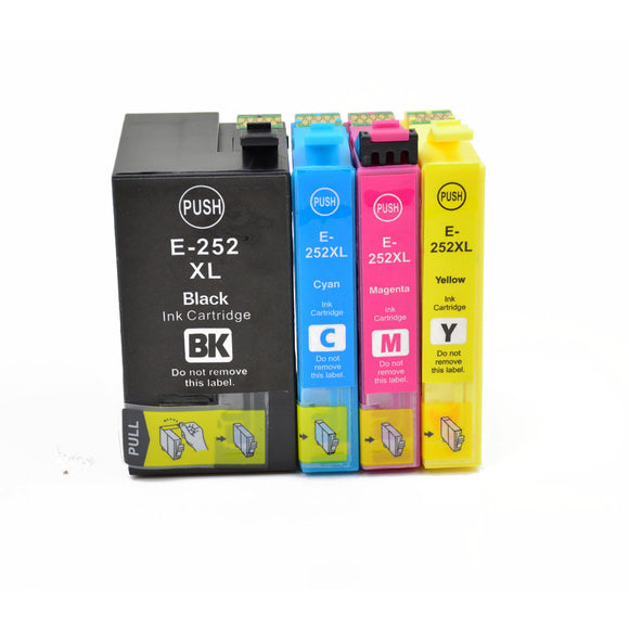 4 T252XL 252xl BK+C+M+Y Comp Ink Cartridges For Epson WF3620 3640 WF7620 nonOEM