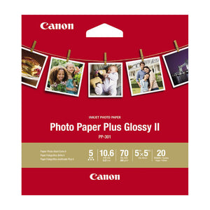 20 Canon Photo Paper Glossy II PP-301 5 x 5 GENUINE / ORIGINAL 5" x 5" 13 x13 cm