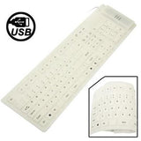 109 Keys USB Silicone Rubber Waterproof Flexible Foldable Keyboard -WHITE