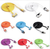 USB FLAT Cable charging Charger Cord for iPhone 4 4S 3GS iPod Touch iPad nonoem