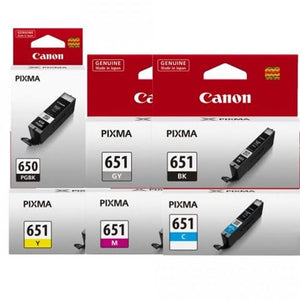 6x Genuine Canon PGI-650 & CLI-651 ink cartridges for MG7160 MG7560 MG6360 grey