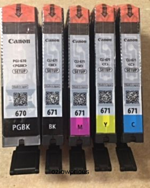 5 Canon Genuine PGI670 CLI671 Ink Set for TS5060 TS6060 TS8060 TS9060 MG5760 AU^