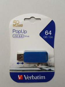 VERBATIM POPUP 64GB USB 2.0 Flash Drive for window 7 8 10