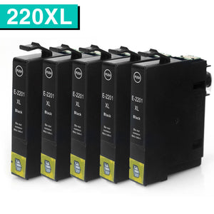 1-5 BLACK T220 220XL T220XL Ink Cartridges for WF2630 WF2650 WF2760 NON-OEM