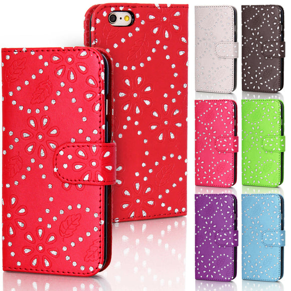 DIAMOND bling crystal sparkle Wallet Flip Cover Case for iPhone 8 7 6 5 4 nonoem