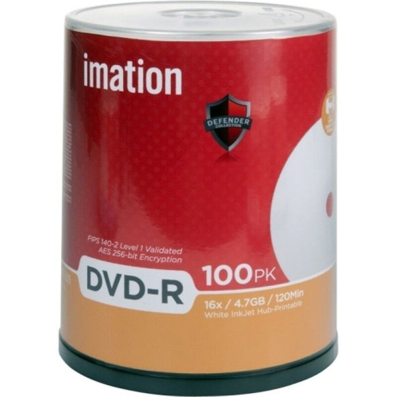 100 Imation Dvd-r 4.7gb 16x White INKJET Hub Printable Cake Box NOT TDK LG