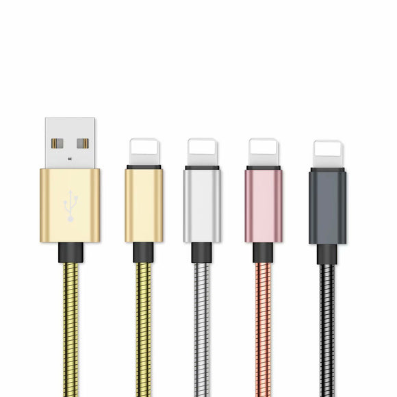 USB Cable data Charger cord for iPhone 8 7 6 X XS MAX XR iPad nonoem METALLIC 1M