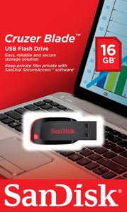 SanDisk Cruzer Blade 16GB USB 2.0 Flash Drive Key Pen Thumb Memory Stick -random