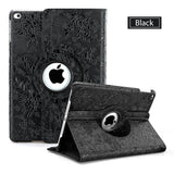 For iPad 7/8/9 Air 2 9.7 10.2 MiniEmbossed FLOWER 360 Swivel Leather Case Cover