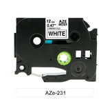 6x TZ-231 Compatible Brother P-Touch Black on White Tape Label 12mm x8m TZe-231