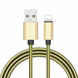 1M METAL SPRING USB Charging Data Cable Fast Charger Lead For iPhone 12 11 10 8