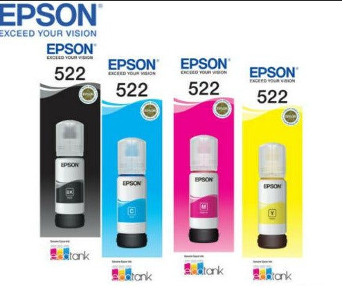 Epson Genuine T522 Ink Set (value pack) BK/C/M/Y for ET1110/ET2710/ET2720/ET4700