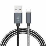 1M METAL SPRING USB Charging Data Cable Fast Charger Lead For iPhone 12 11 10 8