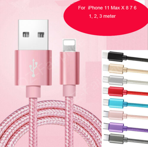 Braided USB Data Charger Cable 2m 3m nonoem for iPhone 11 10 XS MAX XR X 7 8 6 5