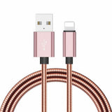 1M METAL SPRING USB Charging Data Cable Fast Charger Lead For iPhone 12 11 10 8