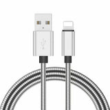 1M METAL SPRING USB Charging Data Cable Fast Charger Lead For iPhone 12 11 10 8